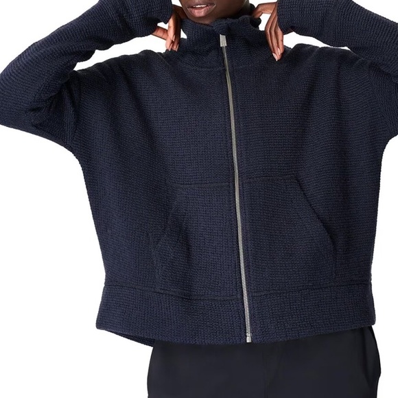 Sweaty Betty Black Restful Boucle Zip Through Sweatshirt - Women's - Picture 1 of 8